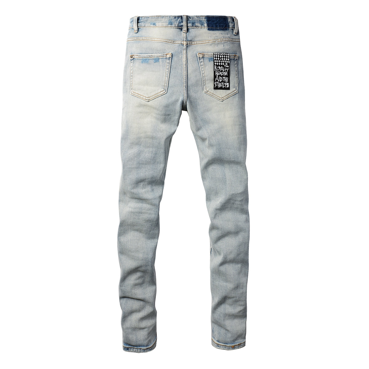 Jeans casuales de color azul claro con roturas deshilachadas 3006