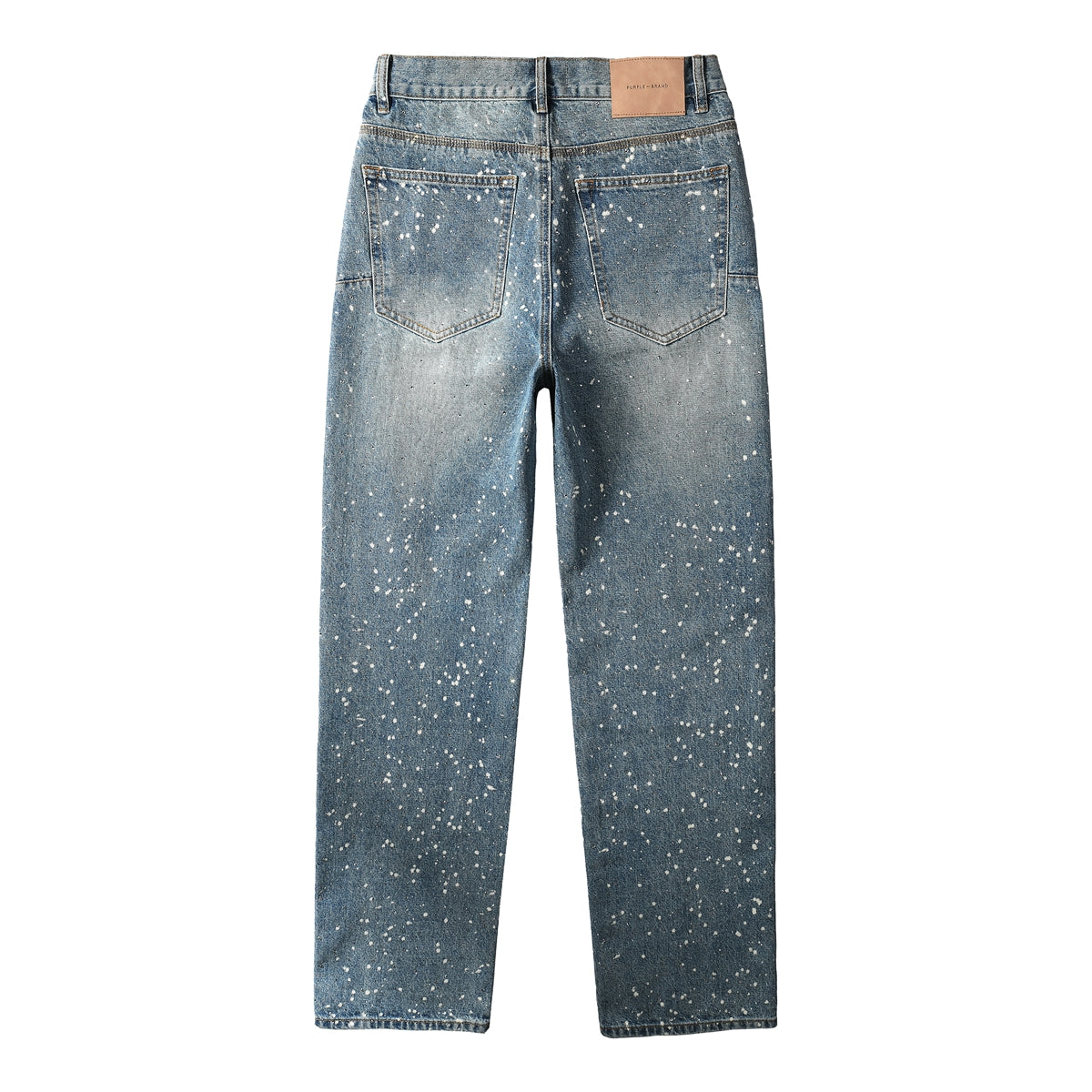 Vaqueros rectos azules para hombre con diseño de salpicaduras de pintura, estilo informal vintage lavado, estilo urbano, 9126