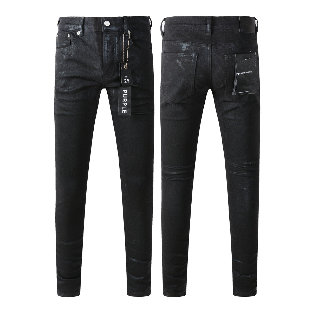 Jeans negros de vanguardia 9082 con un diseño innovador en capas para una declaración audaz