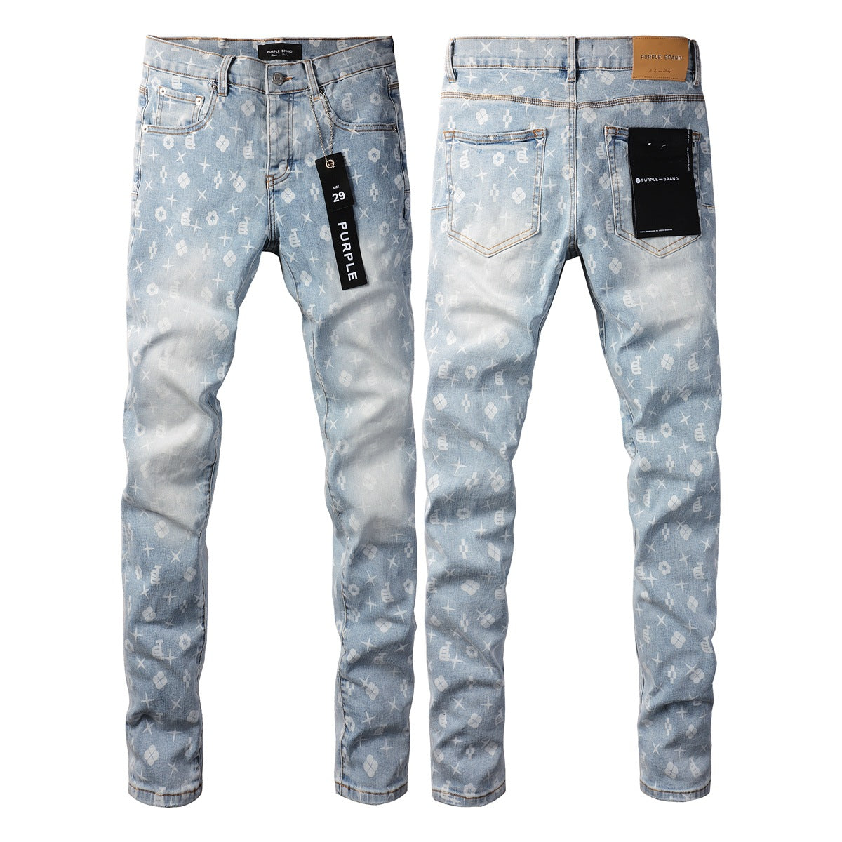 Vaqueros azules de moda 9089 con detalles de estampados únicos