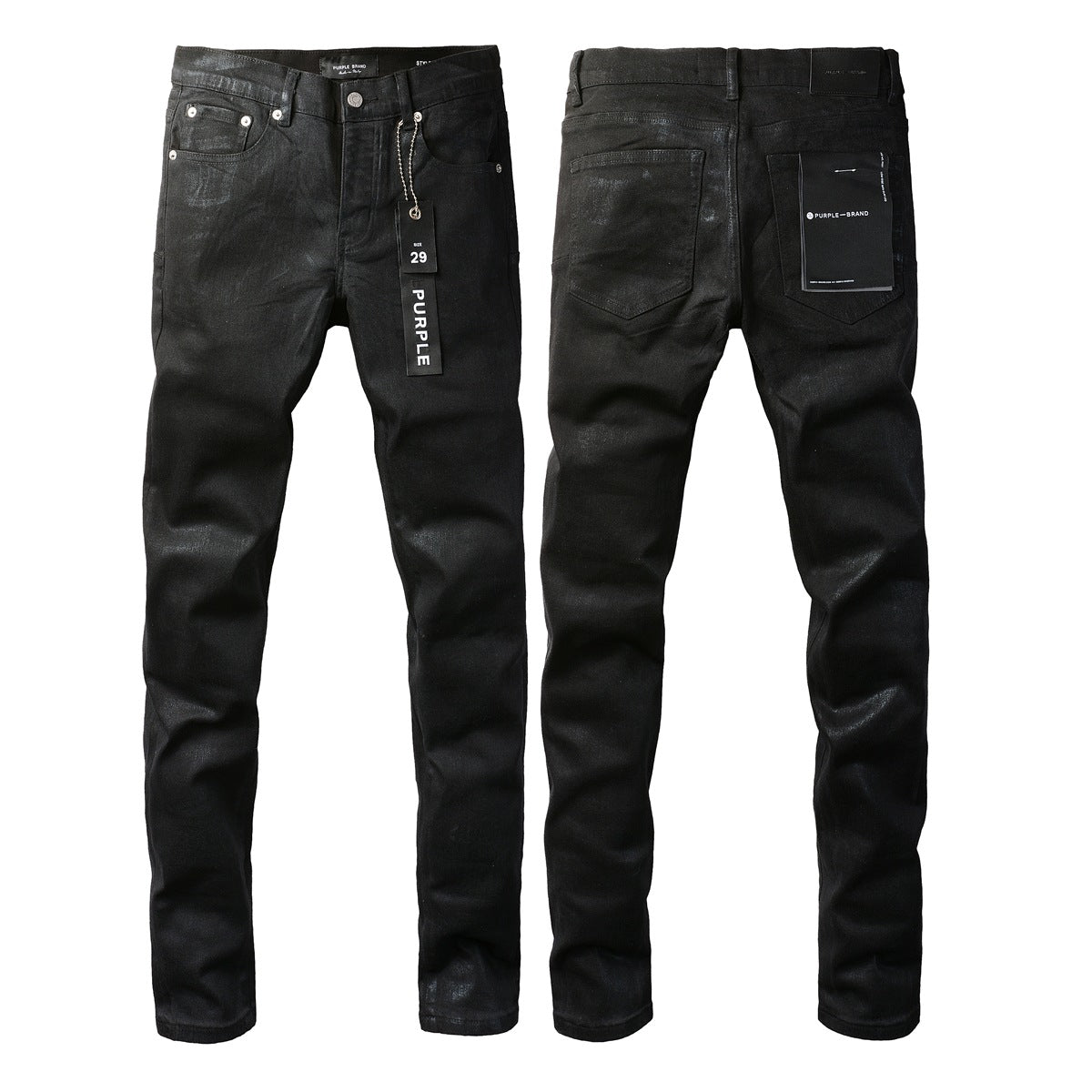 Jeans negros de vanguardia 9082 con un diseño innovador en capas para una declaración audaz