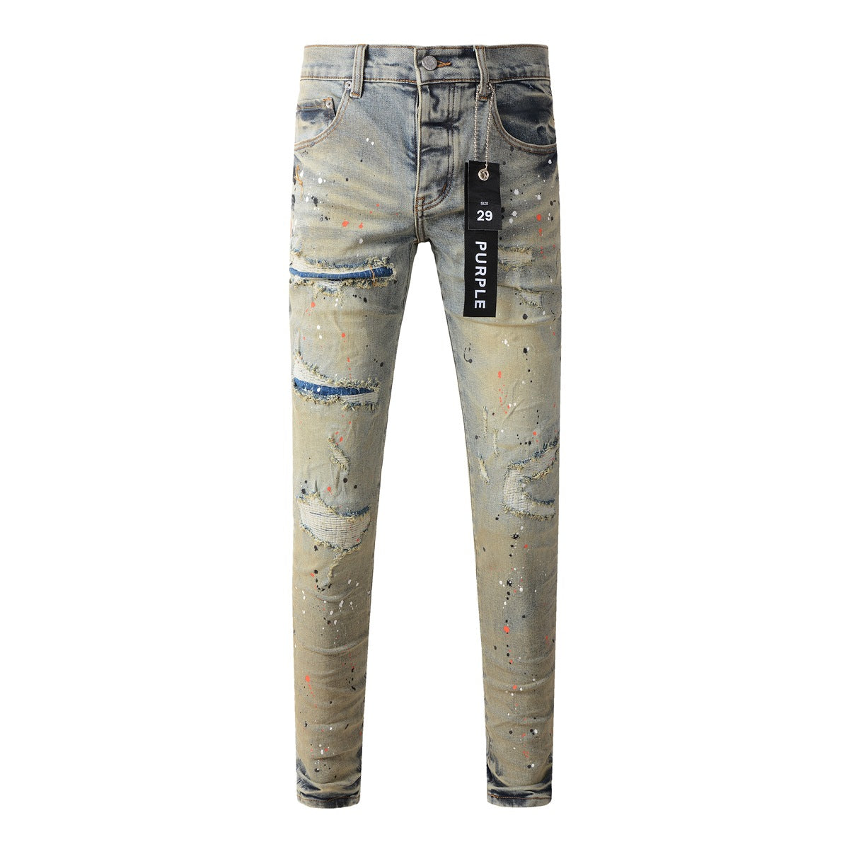 Elegantes jeans desgastados negros 9071 con detalles rotos de moda