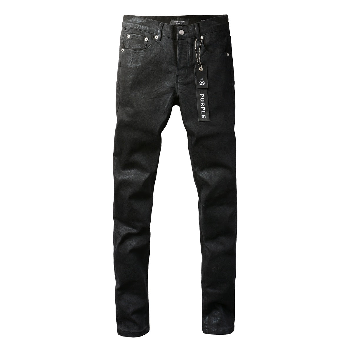 Jeans negros de vanguardia 9082 con un diseño innovador en capas para una declaración audaz