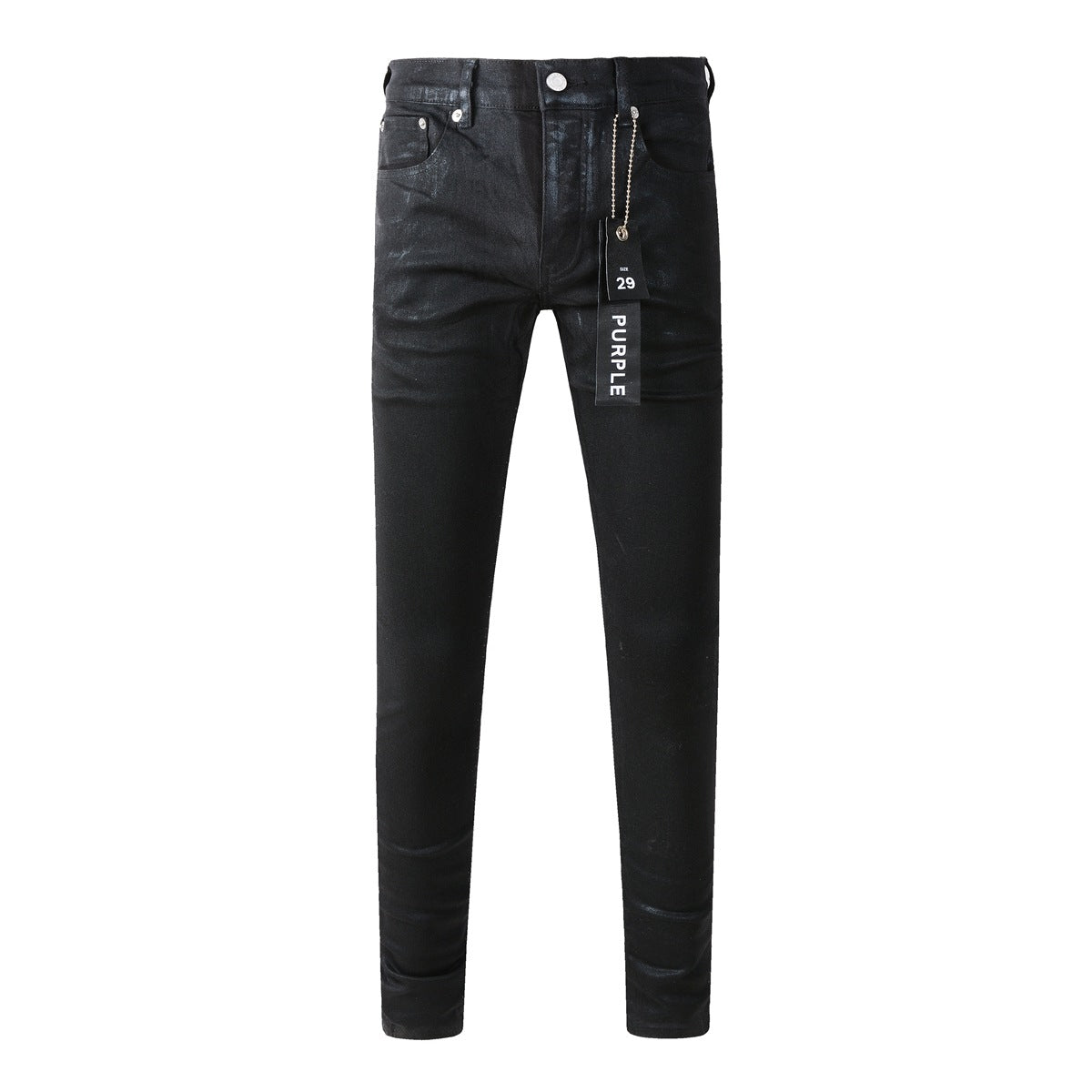 Jeans negros de vanguardia 9082 con un diseño innovador en capas para una declaración audaz