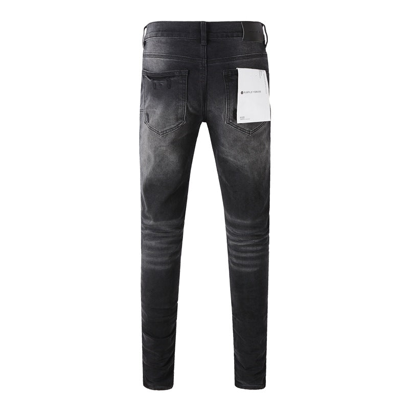9029 Nuevos pantalones vaqueros negros de moda para hombre con agujeros desgastados y personalidad única