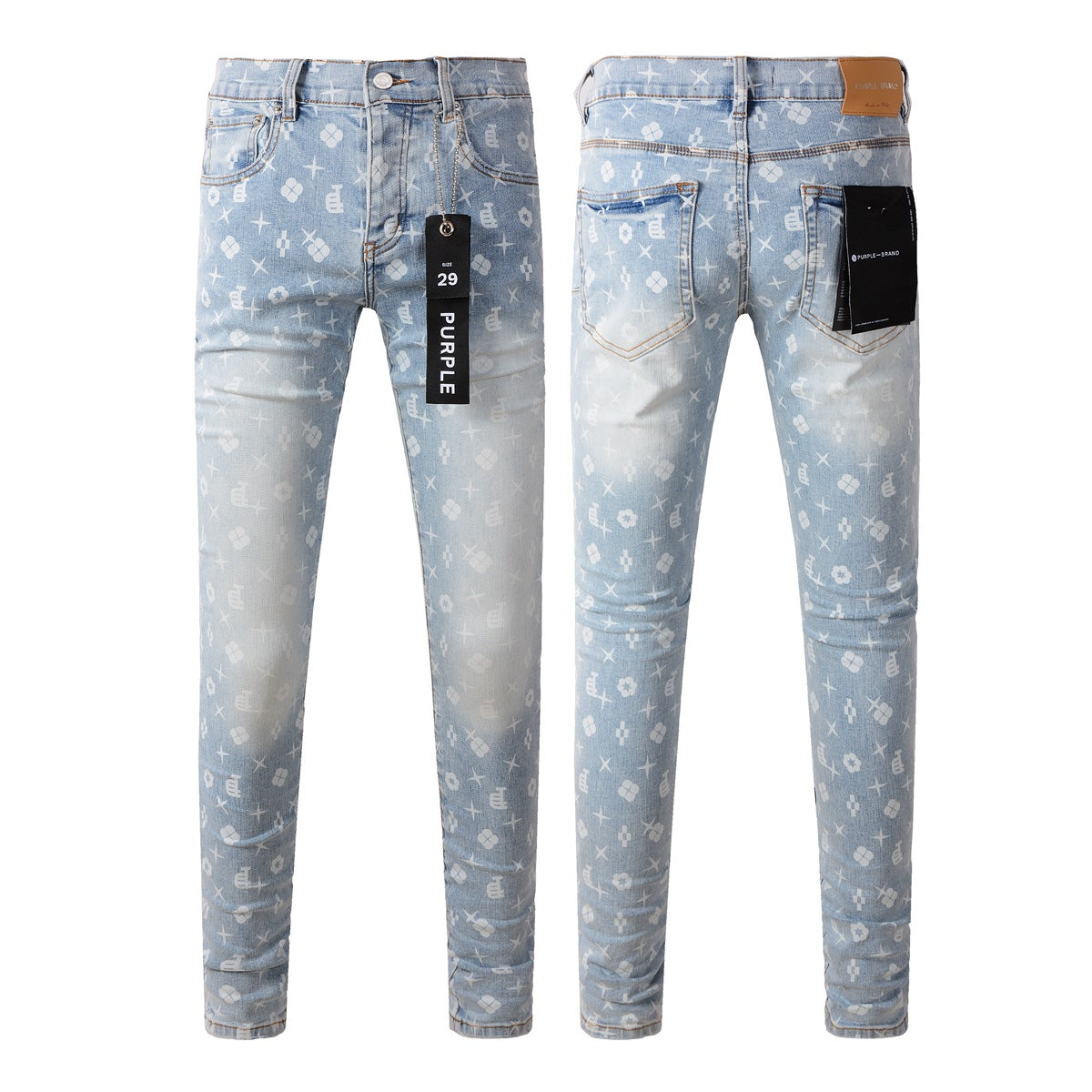Vaqueros azules de moda 9089 con detalles de estampados únicos