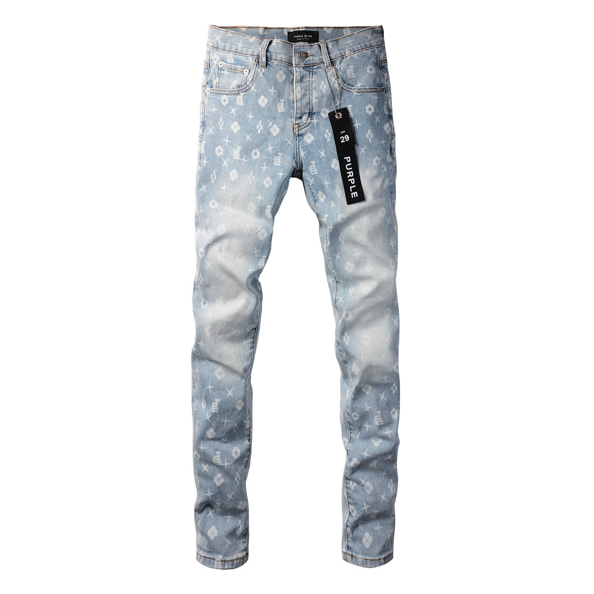 Vaqueros azules de moda 9089 con detalles de estampados únicos