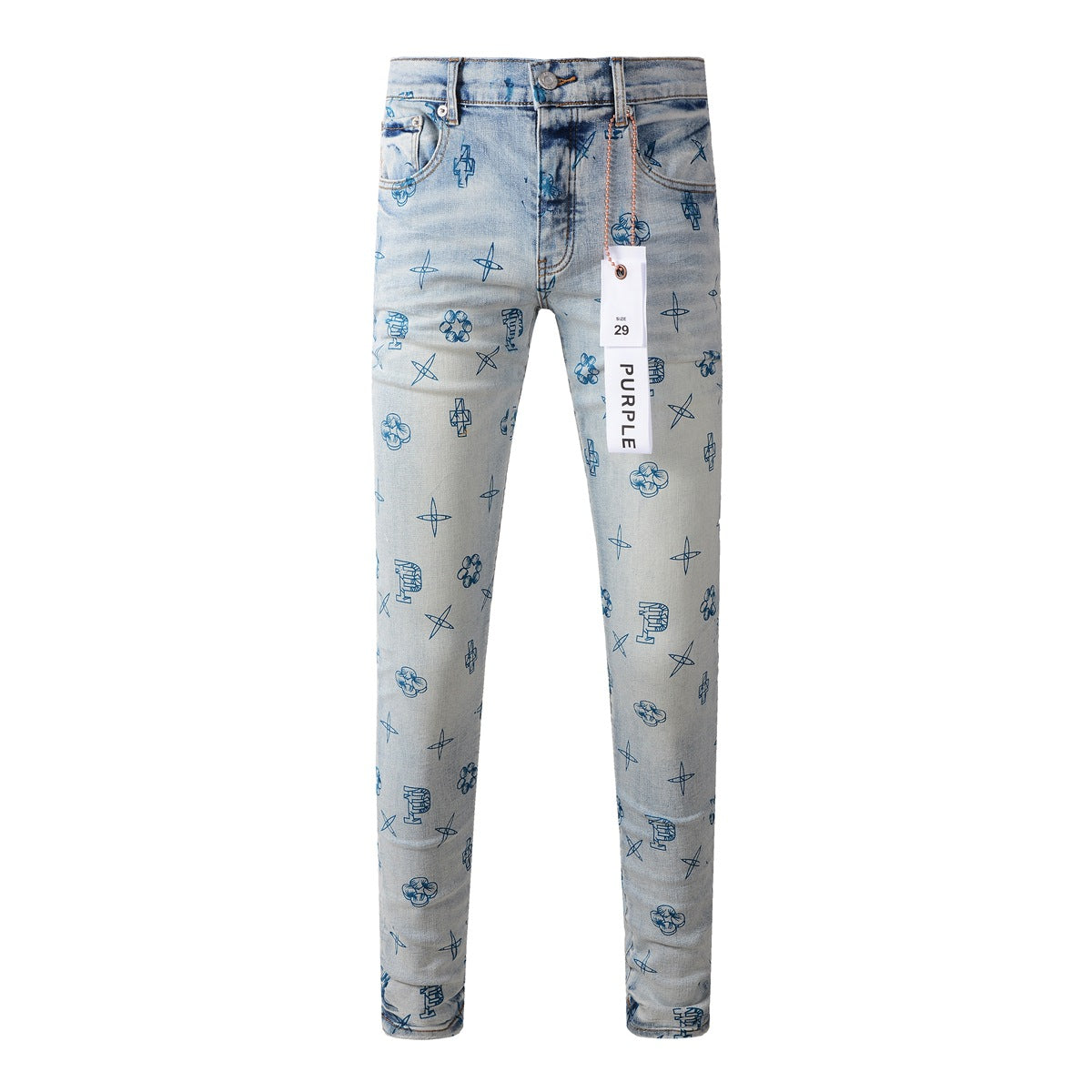 Pantalones vaqueros azules de moda 9063 con detalles de estampado únicos para un look vanguardista