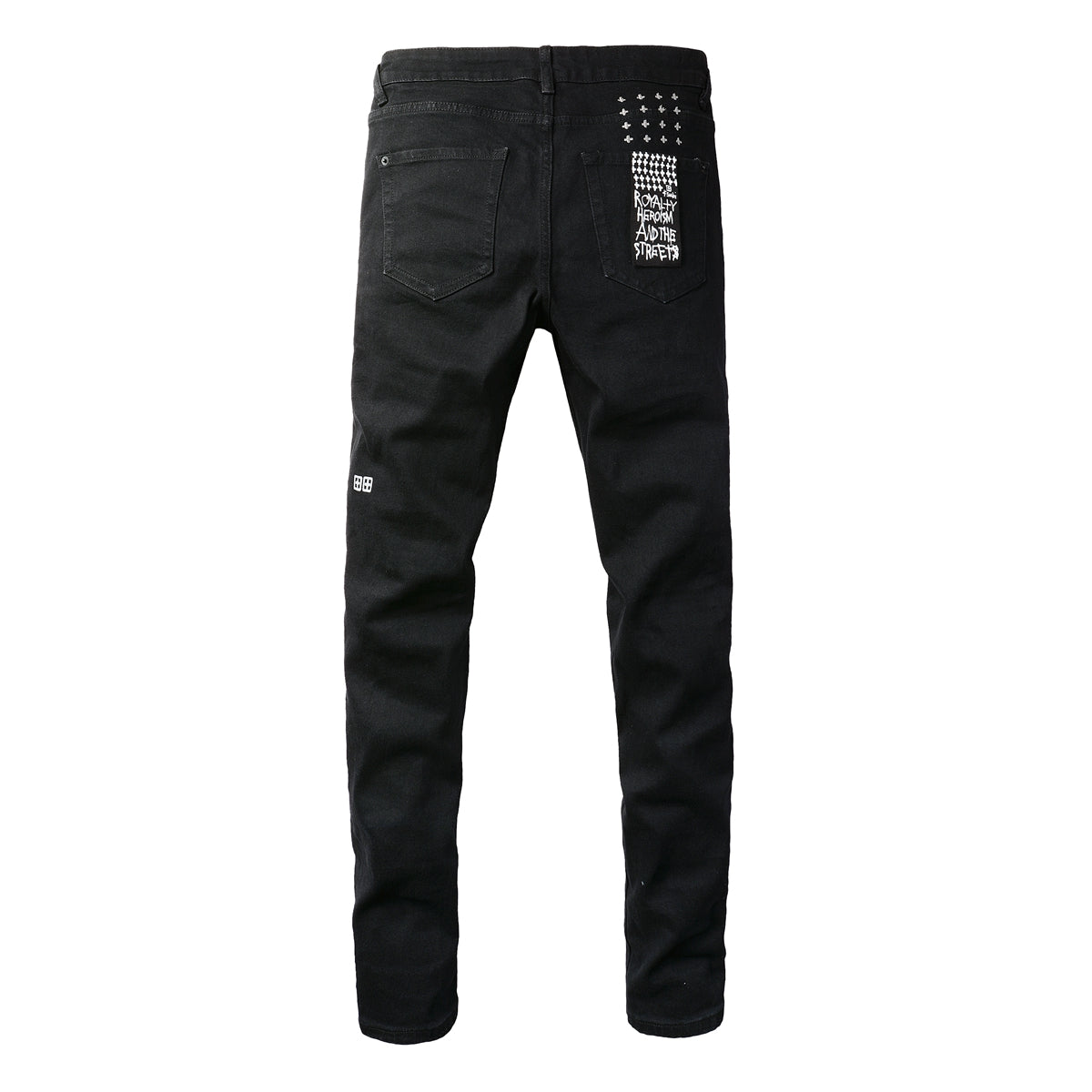 Jean noir taille mi-haute avec genoux déchirés 3005 