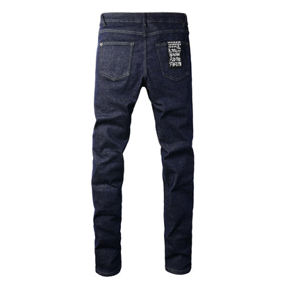 Jeans rectos azul marino con diseño minimalista 3011