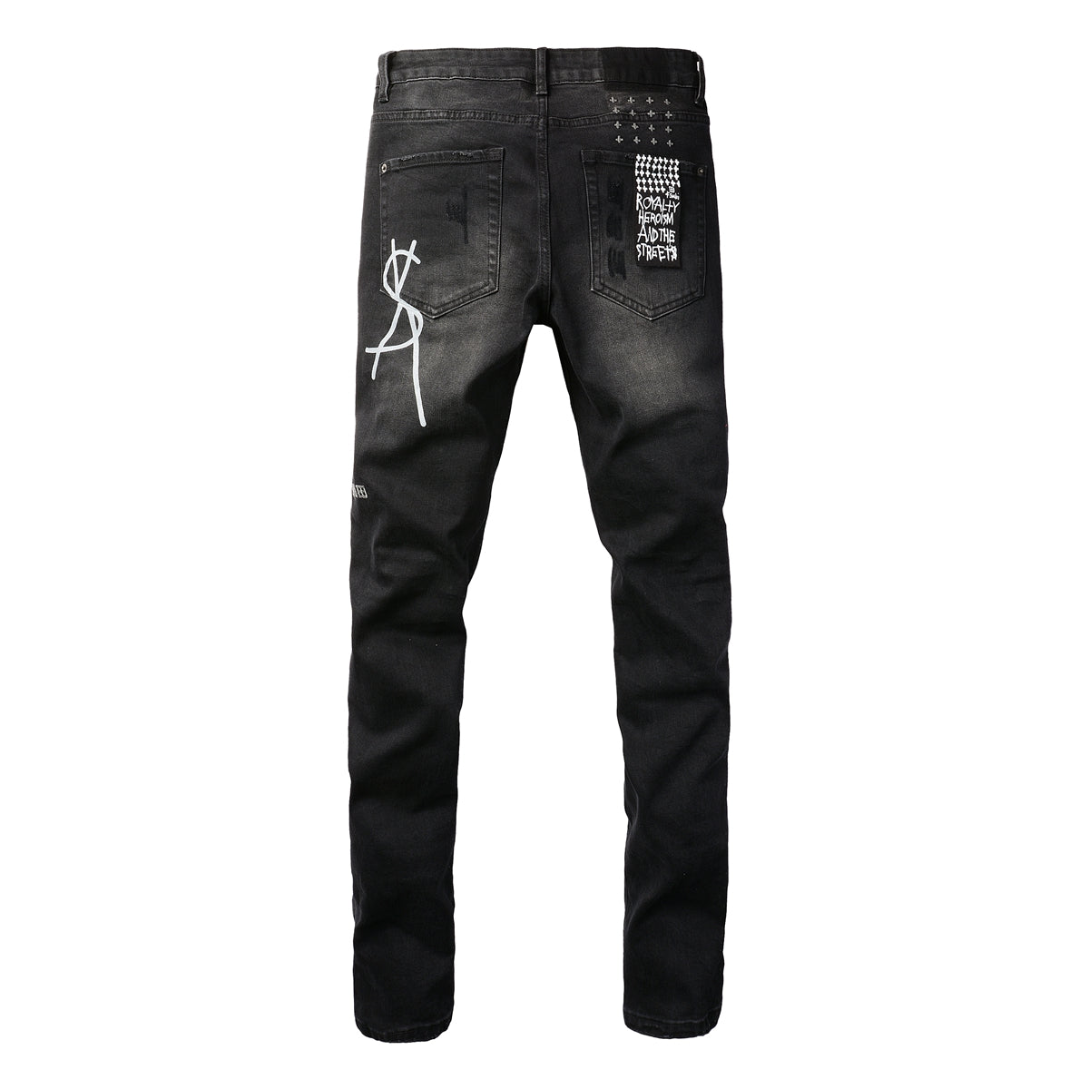 Jean slim noir avec détails vieillis 3015