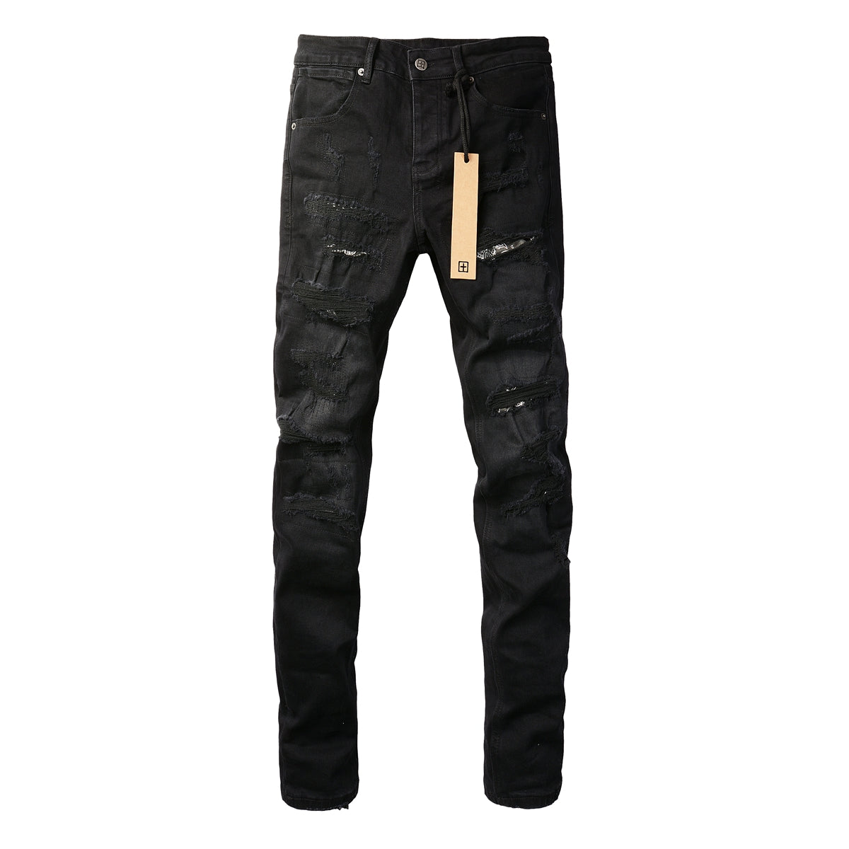 Jean Slim Noir de jais avec logo 3016