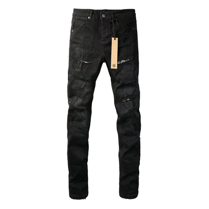 Jean Slim Noir de jais avec logo 3016
