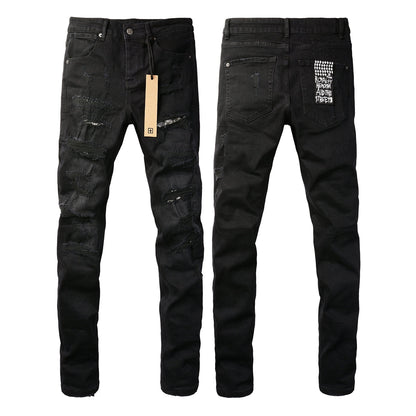 Jean Slim Noir de jais avec logo 3016