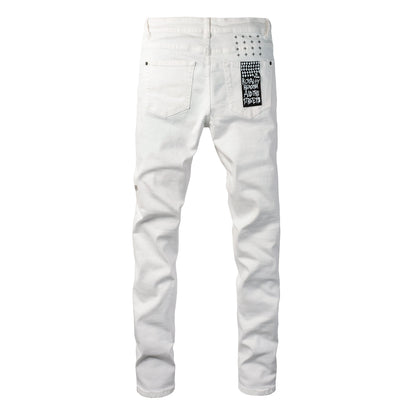 Denim blanc sans effort avec un design simple et élégant 3026 