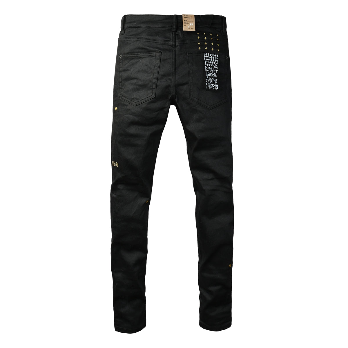 Vaqueros negros rotos de hombre con estampado gráfico en la espalda y efecto desvanecido natural para looks cotidianos 3045 