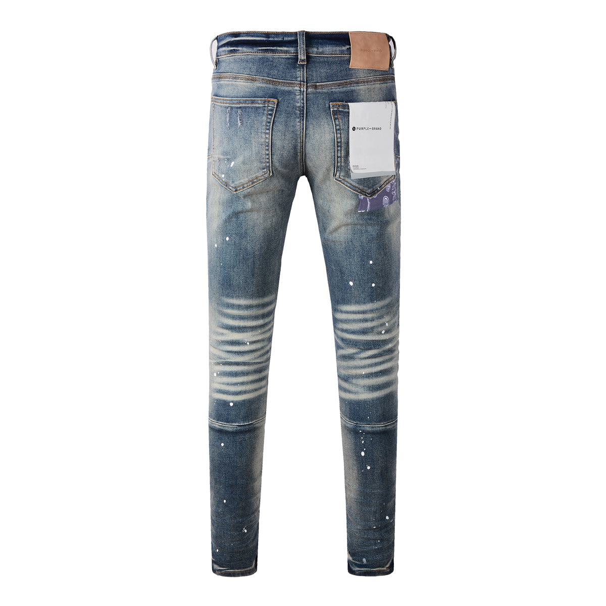 Jean streetwear pour homme, coupe skinny, bleu vieilli, patch paint, 9025 