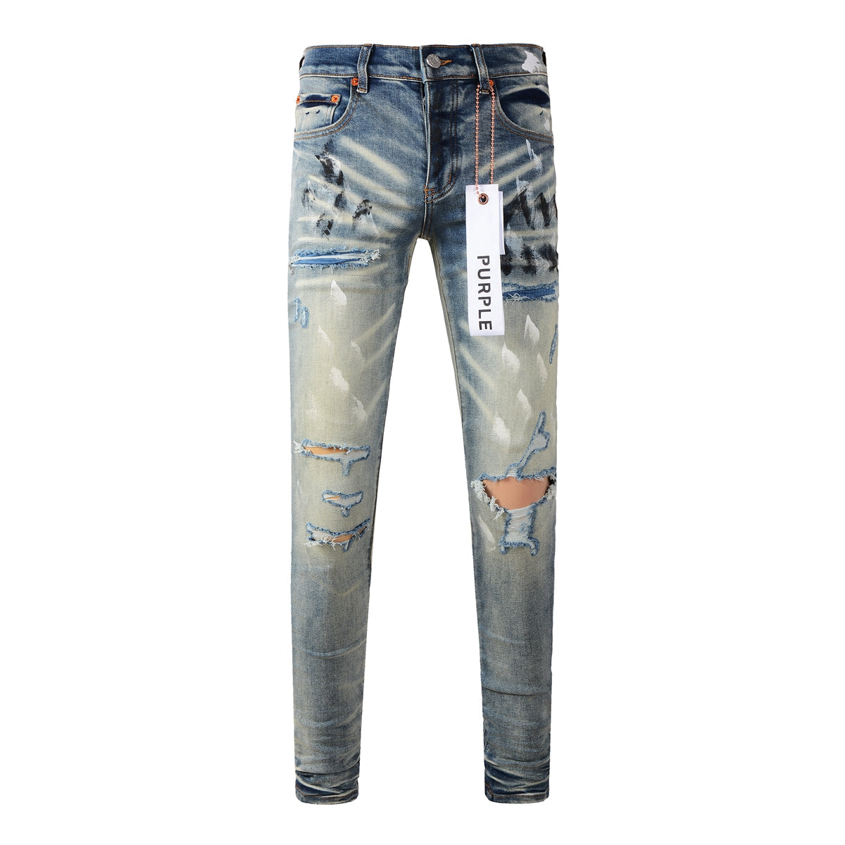 Jean streetwear classique pour homme, coupe skinny bleu vieilli, 9037 