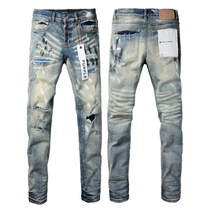 Jean streetwear classique pour homme, coupe skinny bleu vieilli, 9037 