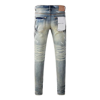 Jean streetwear classique pour homme, coupe skinny bleu vieilli, 9037 
