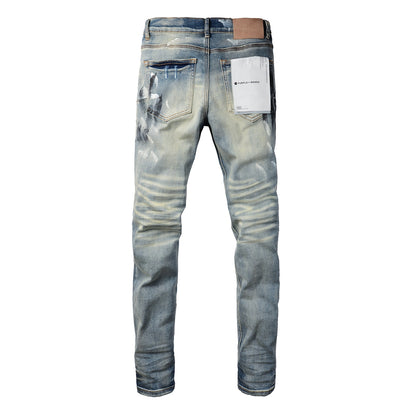 Jean streetwear classique pour homme, coupe skinny bleu vieilli, 9037 