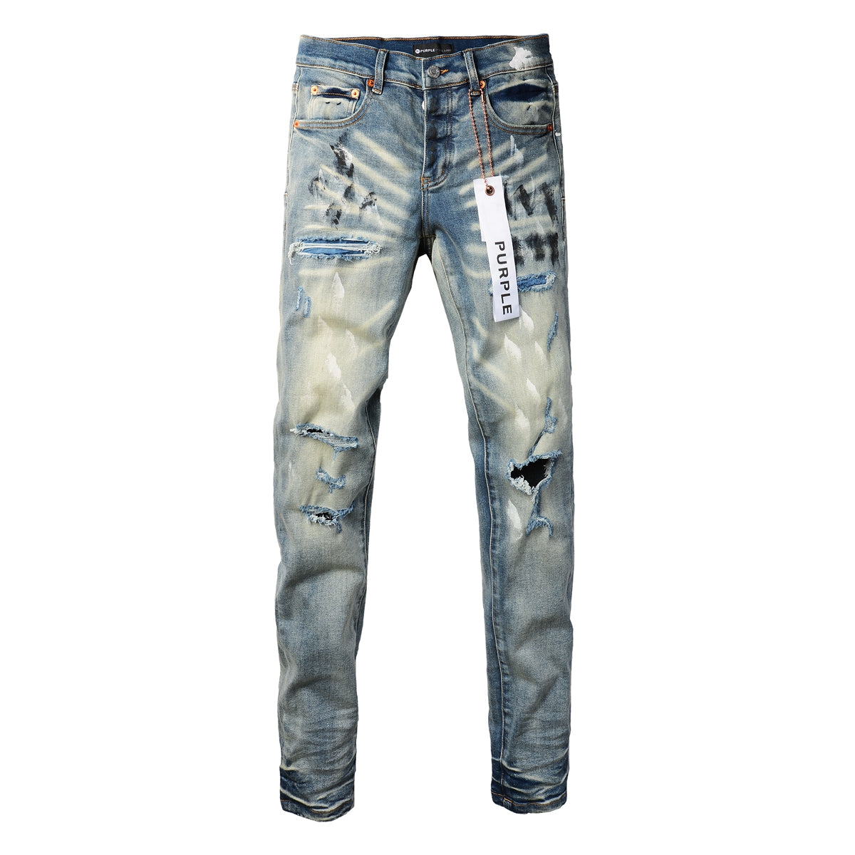 Jean streetwear classique pour homme, coupe skinny bleu vieilli, 9037 