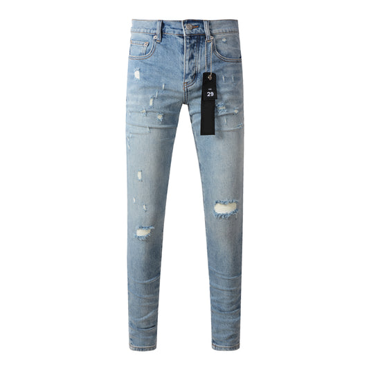 Vaqueros azules rotos de moda 9075 con diseño desgastado 