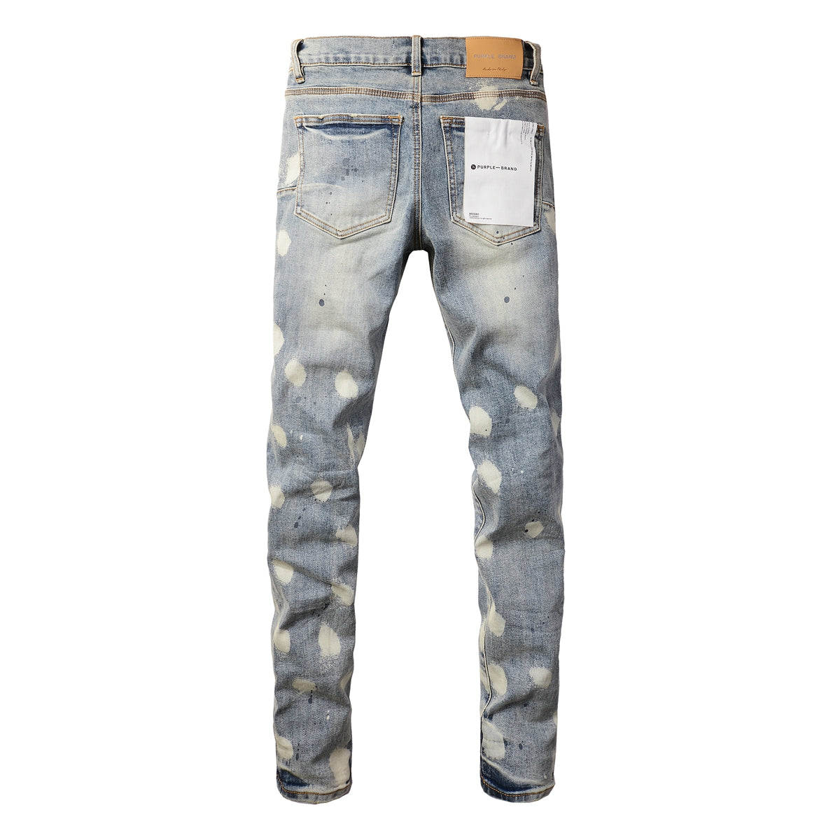 Vaqueros desgastados de hombre con diseño de lunares azul claro y rotos, ajustados 9092 