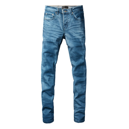 Vaqueros clásicos de calle para hombre, lavados en azul, aspecto limpio, corte ajustado, 9106 
