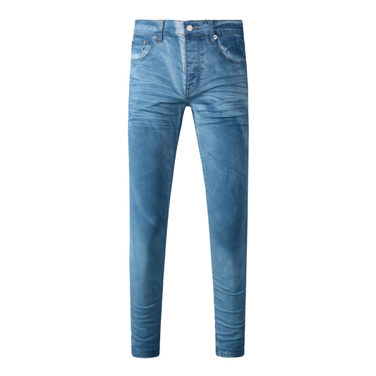 Vaqueros clásicos de calle para hombre, lavados en azul, aspecto limpio, corte ajustado, 9106 