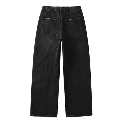 Jean droit noir pour homme, motif feux d'artifice en cristal éblouissant, inspiré du ciel nocturne 9125 