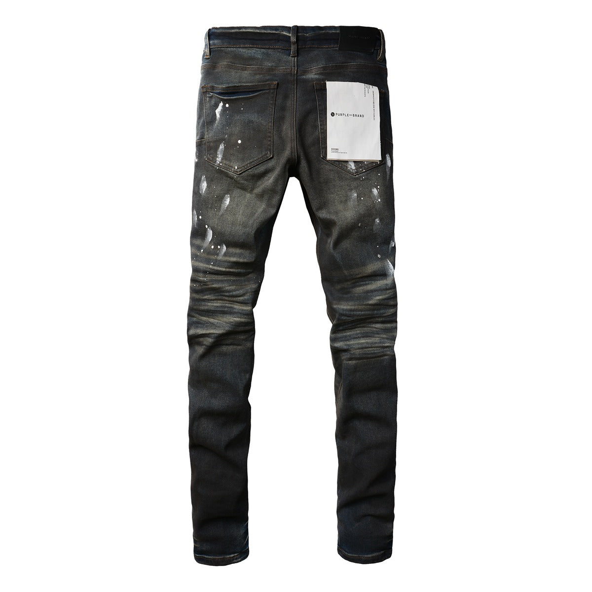 Jean déchiré violet pour homme, coupe slim élégante, peinture noire, pantalon en denim High Street 9036
