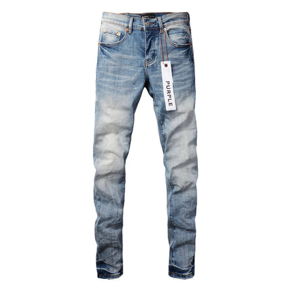 Pantalones vaqueros clásicos desgastados de estilo urbano para hombre, ajustados, negros y blancos, 9016 