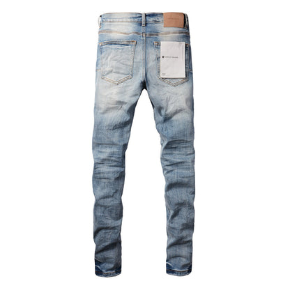 Pantalones vaqueros clásicos desgastados de estilo urbano para hombre, ajustados, negros y blancos, 9016 