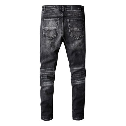 Jean Slim Fit Noir Homme 698 avec Stretch Confortable et Détails Patchwork 